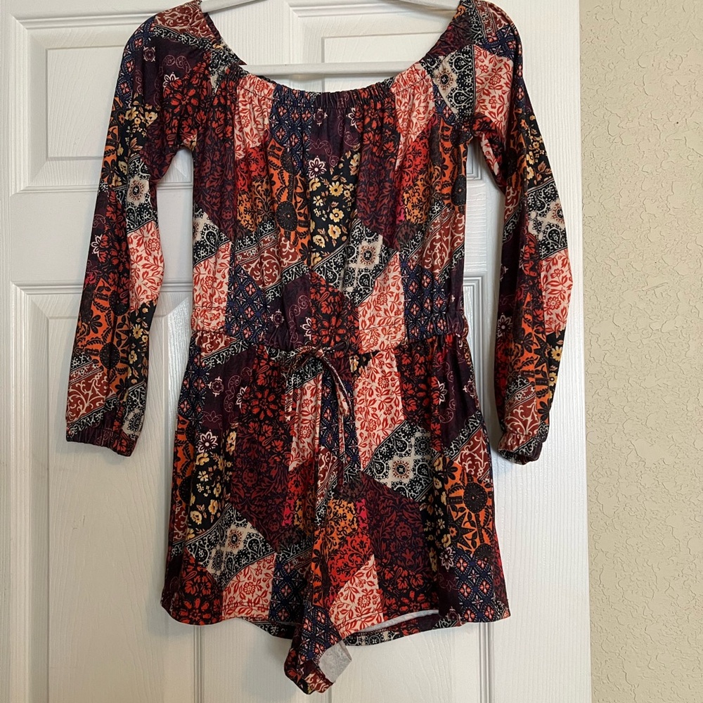 Topshop Fall Patchwork Romper